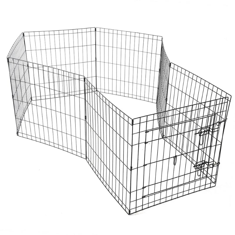 8 Panels Foldable Dog Playpen Crate Metal Fence Pet Puppy Play Pen Exercise Cage