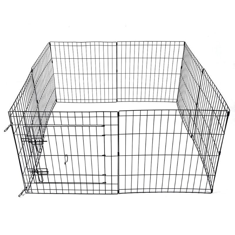 8 Panels Foldable Dog Playpen Crate Metal Fence Pet Puppy Play Pen Exercise Cage