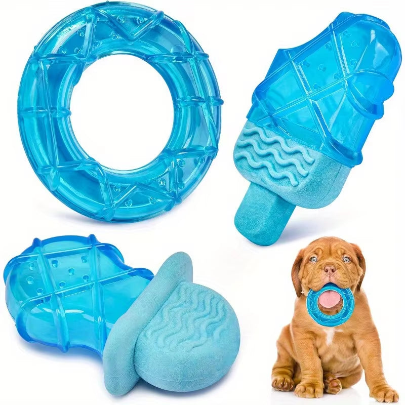 Stay Cool This Summer with the Set of 3 Dog Toys - Ice Popsicle Frozen Chew Stick Water-Fillable Freezable Toy