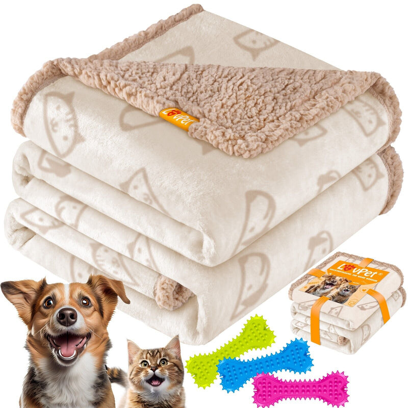 LOVPET® Hunde Decke Wasserdicht Haustier Trockenbett Fleece, 3X Spielzeugknoch