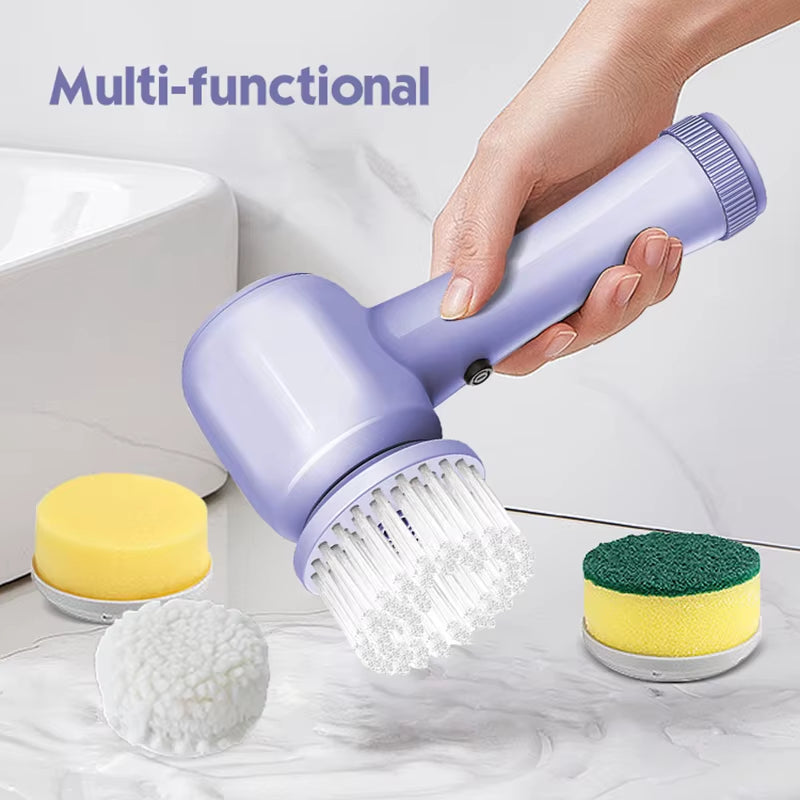 Handheld Electric Automatic 4 Pieces Eco Spin Scrubber Cleaning Brush Kitchen Dish Bathroom Bath Tub Scrubbing Cleaner